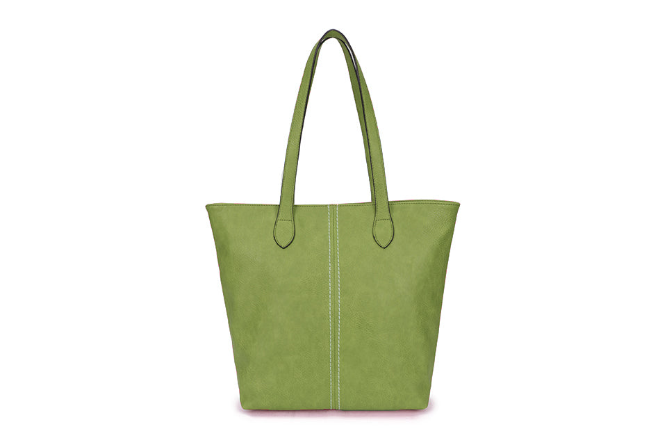 LONG & SON LADIES FAUX LEATHER LARGE TOTE SHOULDER/WITH DETAILED STICTHING