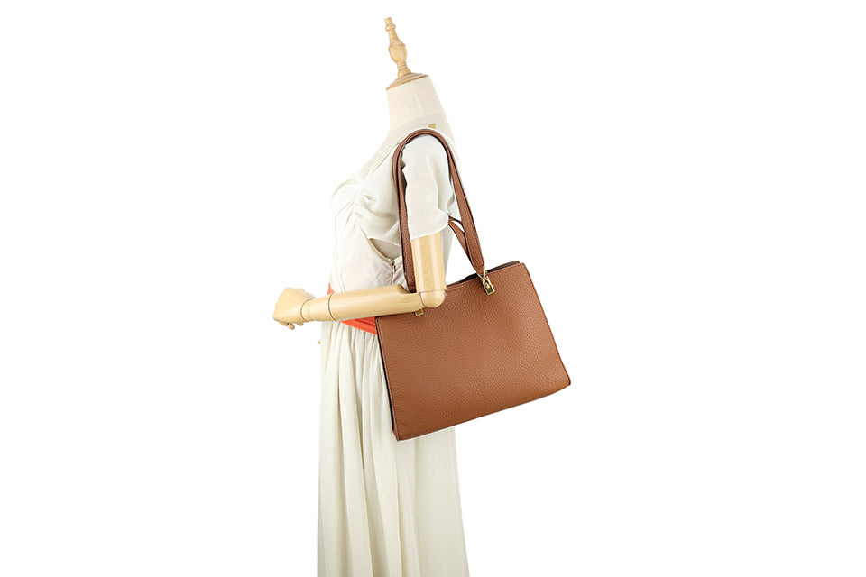 Long & Son Ladies Faux Leather Grab Handle Handbag With Shoulder Straps