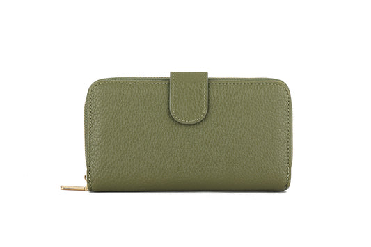 LONG & SON LADIES LARGE GREEN FAUX LEATHER PURSE